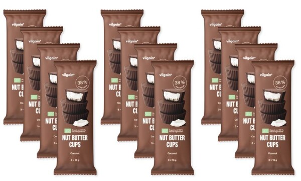 Vilgain Nut Butter Cups BIO – 12× kokos 39 g (3 x 13 g)