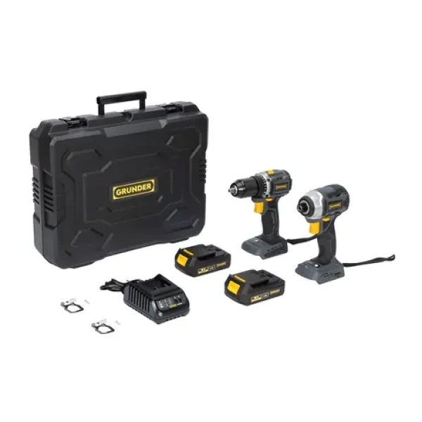 GRUNDER CD-B0A18+CW-B1218E / Sada aku náradia / 18V / Brushless / 2x 2Ah (SET CD-B0A18+CW-B1218E)