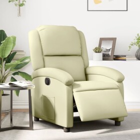 VidaXL elektrickýfotel rozkładany, krémový, obity skórą naturalną Lumarko!