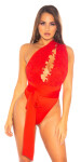 Sexy Backless Plunging V-Neck Bodysuit red Einheitsgroesse