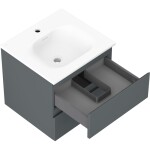 MEXEN/S - Orio kúpeľňová skrinka 50 cm s umývadlom Vela, 2 zásuvky, grafit mat/biela mat 91A10-05047-2-BFF66-W23M01