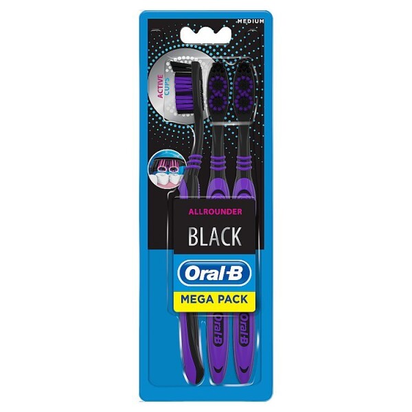 ORAL-B Black allrounder medium zubná kefka manuálna 3 ks