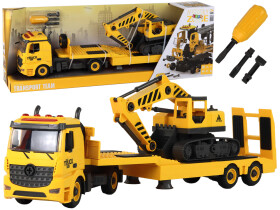 Mamido Konštrukčné DIY odťahové autíčko s pásovým rýpadlom žlté