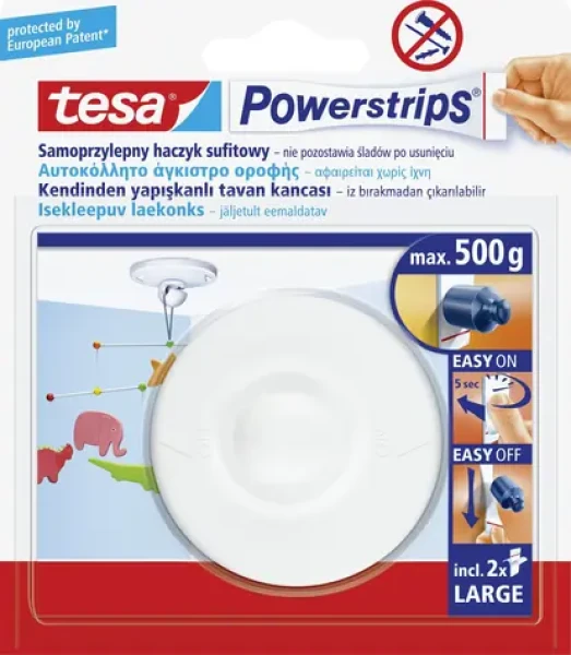 Tesa háčik samolepiaci stropný biely otočný / háčik / nosnosť 0,5 kg / do interiéru (58029-00020-04)
