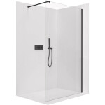 CERANO - Sprchová zástena Walk-in Onyx Cube Ľ/P - 10 mm - hranatá vzpera - čierna matná, transparentné sklo - 160x200 CER-8050BD8394