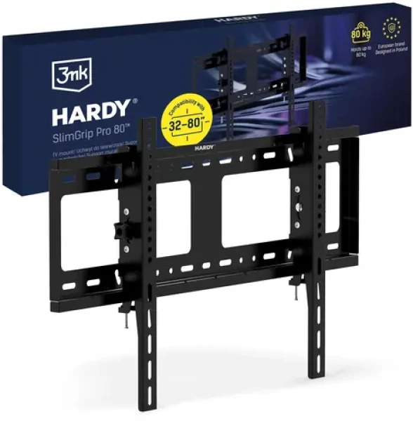 3mk Hardy SlimGrip Pro 80 / Držiak TV na stenu / 32-80" / VESA 600x400 / nosnosť 80 kg (5903108744867)