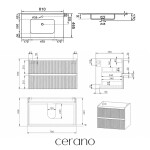 CERANO - Kúpeľňová skrinka Carole - biela matná ryhovaná + keramické umývadlo Novo - biela lesklá - 81x49,5x46,5 CER-778947