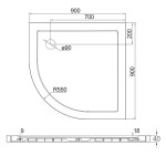 Mereo Štvrťkruhová sprchová vanička, R550, 90x90x4 cm, SMC, bílá, vrátanie sifónu CV01NS