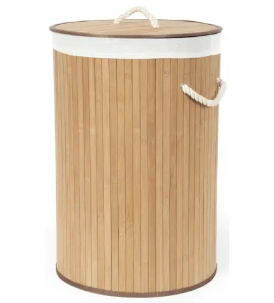 Compactor Bamboo Bambusový kôš na bielizeň s vekom - okrúhly prírodný / 40 x v.60 cm (3370910062311)