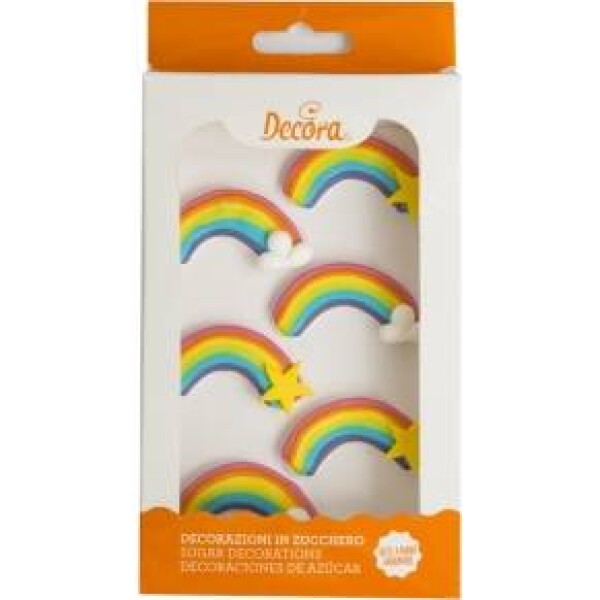 Cukrová dekorácia na tortu farebná dúha 6 ks - Decora