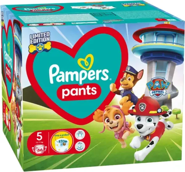 Pampers Pants Paw Patrol 12-17 kg (66ks) / Plienkové nohavičky / Veľkosť 5 (12-17 kg) (8006540863619)