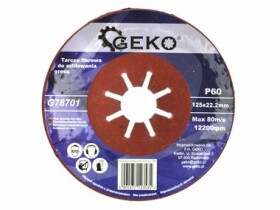 GEKO G78701 / Brúsny vláknový kotúč na kameniny / 125 x 1.8 x 22.2 mm / P60 (G78701)