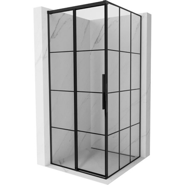 MEXEN/S - Rox sprchovací kút posuvný ľavá 90 x 90, čierna kratka, čierna 8C2-090-090-70-77-L