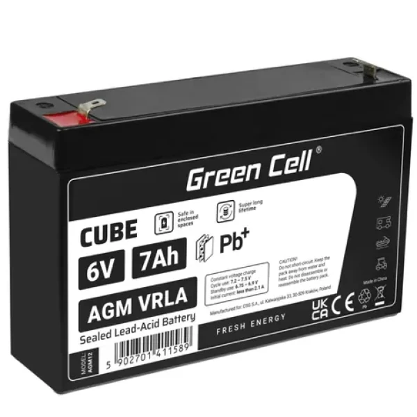 Green Cell VRLA AGM 6V | 2.1A | 7Ah (AGM12)
