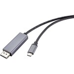 Renkforce USB-C® / DisplayPort prepojovací kábel USB-C ® zástrčka, Konektor DisplayPort 1.00 m čierna RF-4630696 PVC plášť Kábel pre displeje USB-C®; RF-4630696