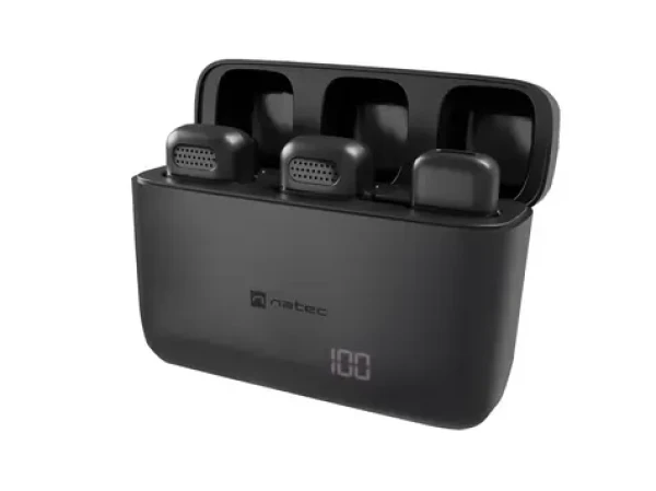 Natec Hopper Lavalier čierna / Klopový mikrofón / sada 2 ks / bezdrôtový / USB-C / 2.4 GHz (NMI-2254)