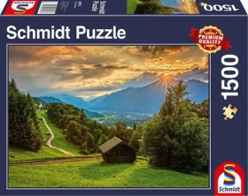 Schmidt Puzzle Západ slnka NAD horskou dedinou Wamberg