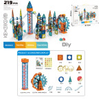 Mamido Mamido Veľká magnetická stavebnica XXL 219 dielikov Guličková dráha s elektrickým výťahom