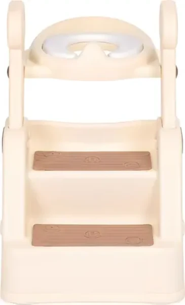 ECOTOYS Záchodová doštička so schodíkmi béžová / Toaletné sedadlo / Nastaviteľná výška / Protišmykové schodíky (HA-P33-2)