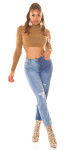 Sexy Highwaist Bi-Color Mom Jeans Used Look denimblue