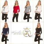 Trendy Koucla pullover with sequins BEIGE Einheitsgroesse