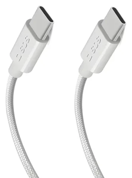 SBS USB-C - USB-C biela / Kábel / 100 W / Power Delivery / opletený / 1,5 m