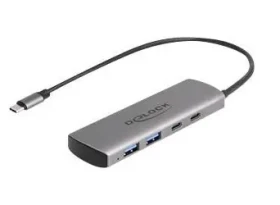 DeLock / Rozbočovač USB / USB-C / 10 Gbps / 2× USB-C + 2× USB-A / napájanie / desktop (64299)