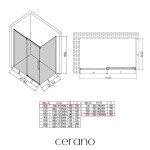 CERANO - Sprchovací kút Lantono - ľavá - 8 mm - Soft-Close - čierna matná, mliečne sklo - 100x100 - posuvný CER-665227