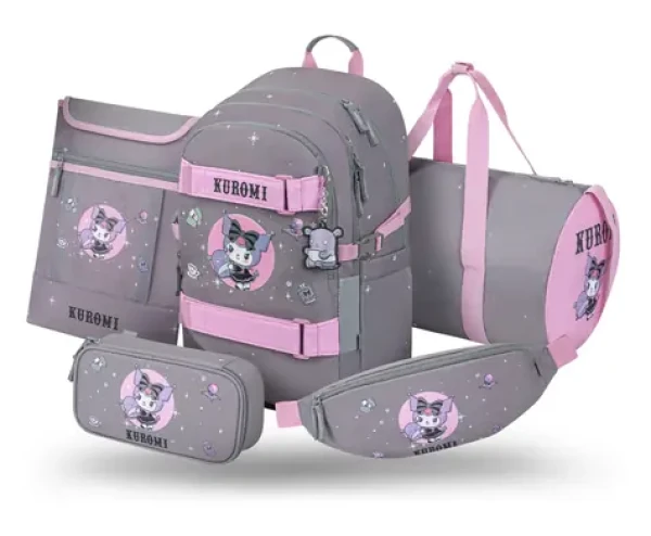 BAAGL SET 5 Skate Kuromi Grey / Školský set / batoh, peračník, športová taška, ľadvinka, obal na notebook / od 3. triedy