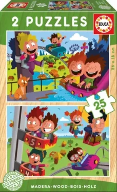 Educa Drevené puzzle V zábavnom parku