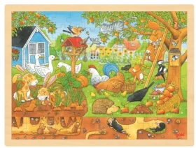 GOKI Drevené puzzle Zákutia našej záhrady