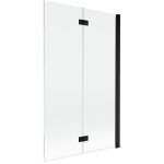 MEXEN - MIST vaňová zástena 110x150 cm 6mm 2-s, čierna, číra, pravá 8A9-110-002-70-00-P