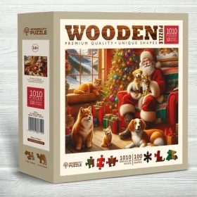 Wooden City Drevené puzzle Santa a priatelia