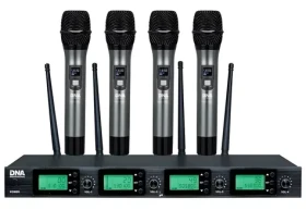 DNR RV-4 čierna / Bezdrôtový mikrofónny set / UHF prijímač / 4X mikrofón / SNR 96 dB