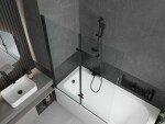 MEXEN/S - Vega obdĺžniková vaňa 180 x 80 cm s panelom + vaňová zástena 120, transparent, čierna 550118080X9212027000