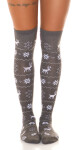 Sexy Overknee Stockings "Christmas" grey Einheitsgroesse