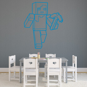 Veselá Stena Samolepka Minecraft krompáč Farba: modrá, Veľkosť: 80 x 67 cm