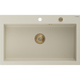 MEXEN/S MEXEN/S - Elix granitový drez 1-miska 800 x 500 mm, béžový, sifón zlatá 6527801005-69-G