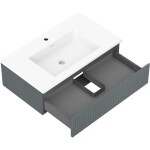 MEXEN/S - Rivel kúpeľňová skrinka 80 cm s umývadlom Otis, 1 šuplík, reliéf, grafit mat/biela mat 91A20-08023-1-BF66-W18M01
