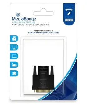 MediaRange HDMI/DVI-D čierna / Adaptér / HDMI (F) - DVI-D (M) / 18+1 pin / pozlátené kontakty (MRCS170)
