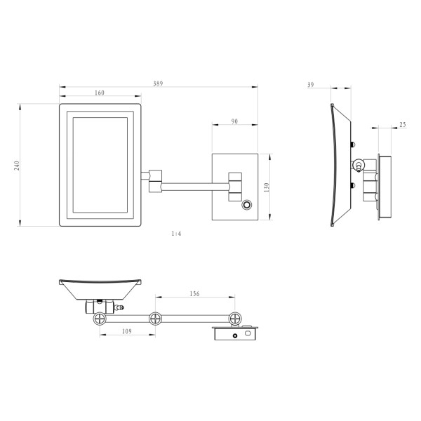 SAPHO - Závesné kozmetické zrkadlo LED, 160x240, chróm MW834