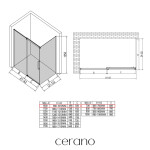 CERANO - Sprchovací kút Lantono L/P - 8 mm - Soft-Close - čierna matná, grafitové sklo - 100x70x195 - posuvný CER-8050BD7511