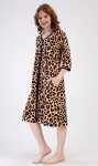 Dámske domáce šaty s trojštvrťovým rukávom Leopard hnědá 2XL