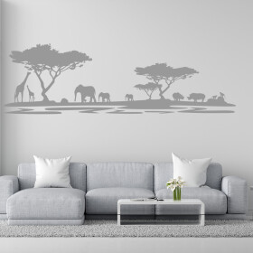 Veselá Stena Samolepka Africké safari Farba: šedá, Veľkosť: 80 x 26 cm