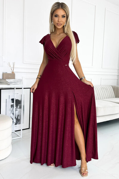 Dámske šaty 411-8 CRYSTAL burgundy - Numoco 2XL