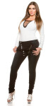 Curvy Girls Size! Skinnies with buttons and zip black