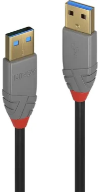 Lindy Anthra Line USB-A - USB-A 3 m čierna / Kábel USB / USB 3.2 Gen 1 / 5 Gbit/s (36753)