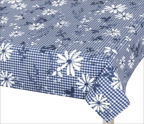 Obrus DITA 410 140x180cm modrá kocka s kvetom