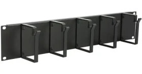 Lanview 2U káblový organizér čierny / Organizér káblov / 19" rack / 5 háčikov (RAO105BL)