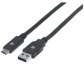 Manhattan USB-C - USB-A čierny / Kábel / USB 3.2 Gen 1 / 5 Gbit/s / 2 m (354974)